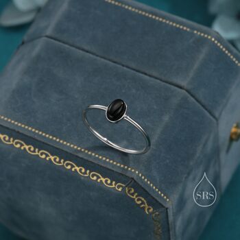 Sterling Silver Black Onyx Oval Ring In Sterling Silver, 2 of 12
