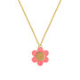 Daisy Flower Pendant Necklace In Coral Pink, thumbnail 2 of 4