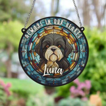 Shih Tzu Black And White Memorial Suncatcher, 2 of 6