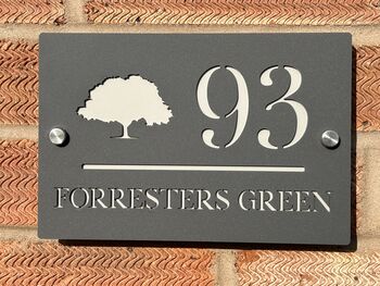 Personalised Silhouette Tree Design House Number Sign Acrylic, 4 of 11