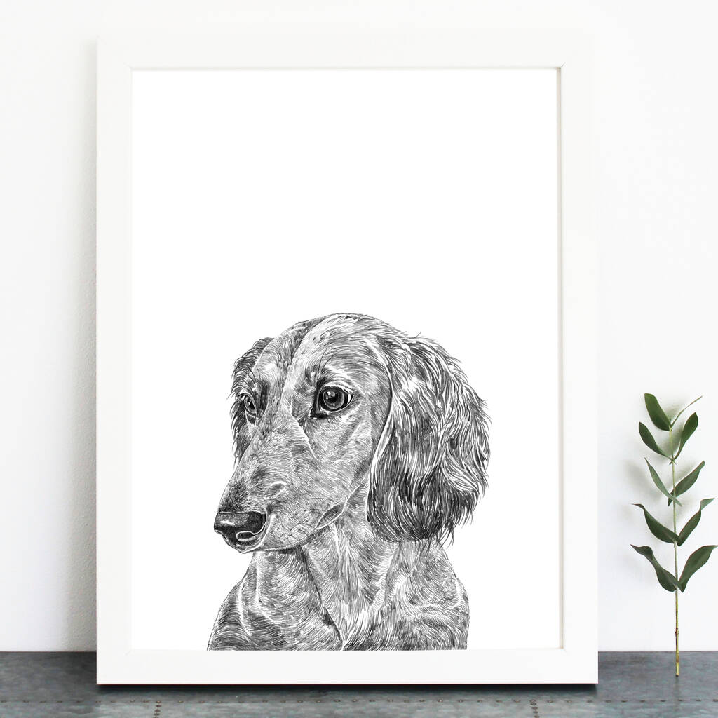 Dachshund Dog Portrait Print, 1 of 3