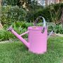 Pair Of Peony Pink And Chrome Trim Watering Cans, thumbnail 9 of 11
