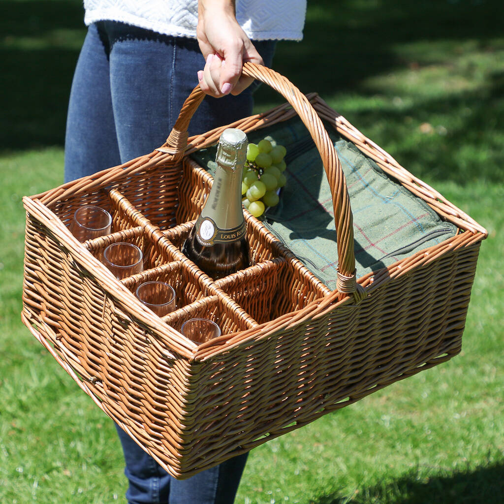 Personalised Traditional Bottle Holder Picnic Basket By Dibor