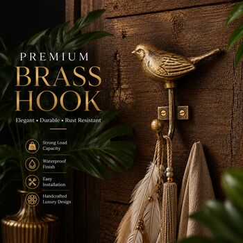 Golden Sparrow Brass Wall Hook, 2 of 9