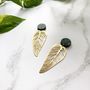Statement Gold Plated Leaf Drop Earrings, thumbnail 1 of 2