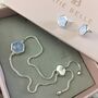 Sterling Silver Hexagon Blue Lace Agate Earrings, thumbnail 4 of 6