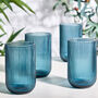 Palermo Set Of Four Blue Ribbed Highball Tumblers, thumbnail 1 of 6