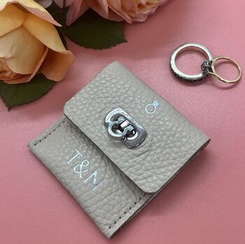 Personalised Leather Wedding Ring Pouch, 4 of 6