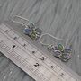Floral Blue Opal Earrings: Silver, Cubic Zirconia, Dangle Drop, October Birthstone, thumbnail 6 of 6
