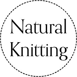 The words natural knitting in the middle of a circle