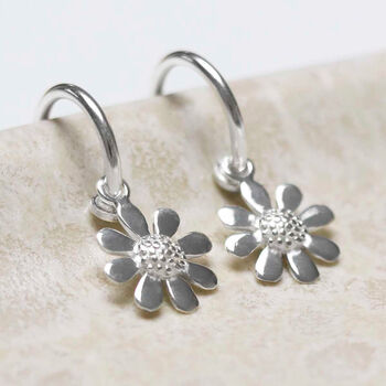 Sterling Silver Daisy Stud Hoops, 7 of 8
