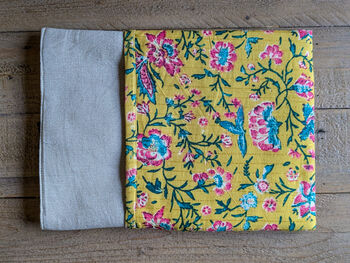 Handmade Book E Reader Tablet Sleeve, Nepali Cotton Yellow, 8 of 9