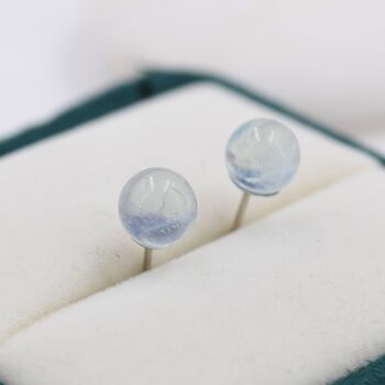 Genuine Aquamarine Crystal Ball Stud Earrings, 6 of 11