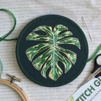 Monstera Leaf Botanical Embroidery Kit, 4 of 9