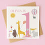 Personalised Safari Parade 1st Birthday Card – Girl Or Boy, thumbnail 1 of 4