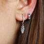 Sterling Silver Multi Coloured Mini Hoop Earrings, thumbnail 1 of 10