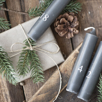 Set Of Short Charcoal Christmas Advent Candles, 3 of 3