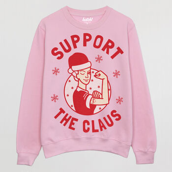 Support The Claus Women's Christmas Jumper, 6 of 8