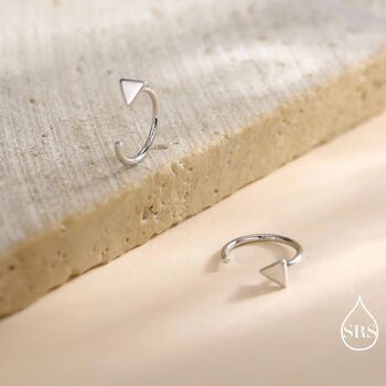 Extra Tiny Triangle Huggie Hoop Earrings In Sterling Silver, 3 of 12