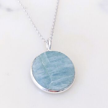 The Circle Aquamarine March Birthstone Necklace, Silver, 6 of 8