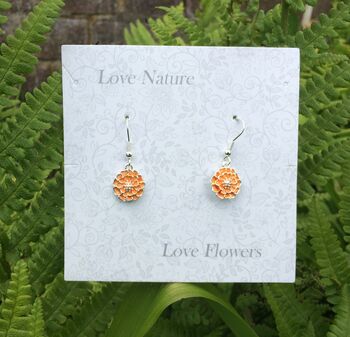 Marigold Orange Flower Drop Earrings, 2 of 4