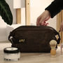 Personalised Men’s Waxed Canvas Leather Wash Bag, thumbnail 7 of 12