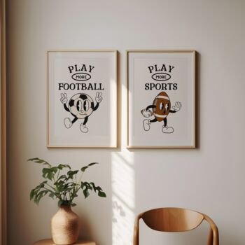 Play More Football Retro Print, 3 of 6