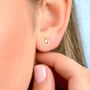 Gold Moon And Star Stud Earrings, thumbnail 1 of 7