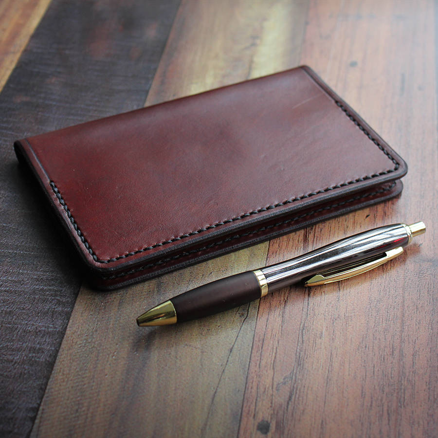 slim pocket leather notebook cover by hide & home