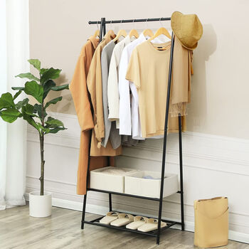 Coat Clothes Rack Coat Stand Two Tier Storage Shelf, 4 of 9