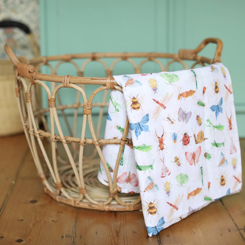 Muslin Swaddle Blanket Bugs By The Fox In The Attic