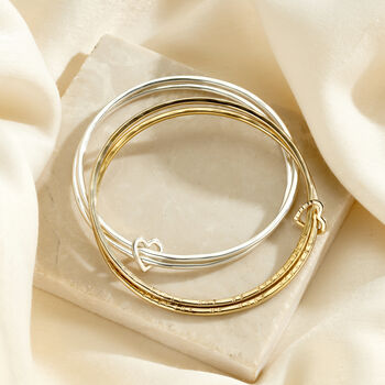 Personalised Double Bangle With Heart, 3 of 12
