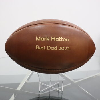 Personalised Vintage Tan Leather Rugby Ball, 7 of 7