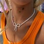 White Bow Tie Beaded Necklace, thumbnail 5 of 5