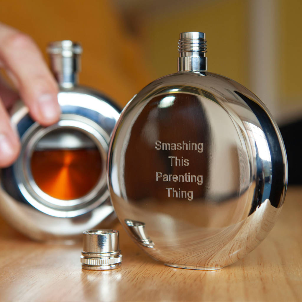 Personalised and Engraved Round Window Hip Flask, 1 of 12