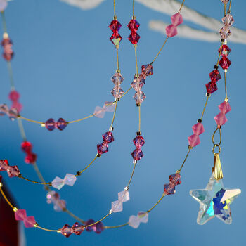 Pink And Reds Christmas Garland, Crystal Beaded, 4 of 7