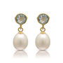 Clara Blue Topaz And Freshwater Pearl Drop Earrings, thumbnail 1 of 3