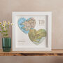 Two Map Hearts Personalised Engagement Print Gift, thumbnail 3 of 7