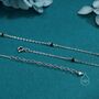 2mm Black Spinel Beaded Satellite Chain Necklace In Sterling Silver, thumbnail 6 of 12