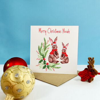 Personalised Rabbit Christmas Card, 4 of 6