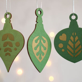 Christmas Tree Decoration Set, Green With Gold, 4 of 5