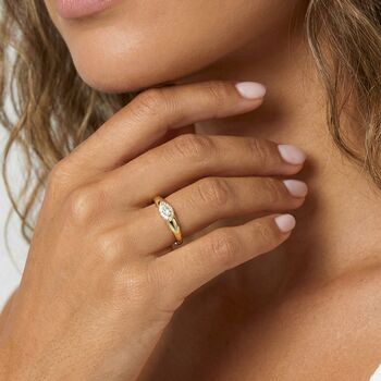 Women's Oval Signet Ring With Evil Eye, 2 of 3