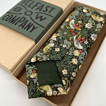 Liberty Tie In Dark Green Strawberry Thief, 2 of 3