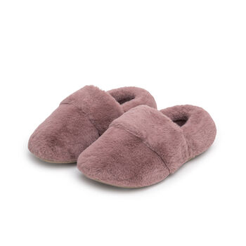 Mauve Women's Heated Slippers With Removable Heatpads, 4 of 6