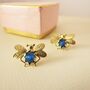 Gold Plated Honey Bee Earrings With Coloured Stone, thumbnail 7 of 10