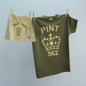 Dad And Child Twinning Pint Tshirt Blue Green Top Set, 4 of 8