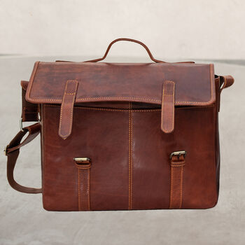 Men's Leather Rugged Satchel Bag Briefcase Gift, 3 of 10