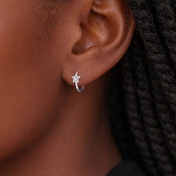 Sterling Silver Huggie Hoop Star Earrings – 10mm, 3 of 4