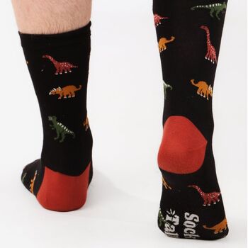 Men's Bamboo Socks Black Multi Dinosaurs, 2 of 6