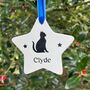 Personalised Cat Christmas Hanging Ceramic Star, thumbnail 1 of 3